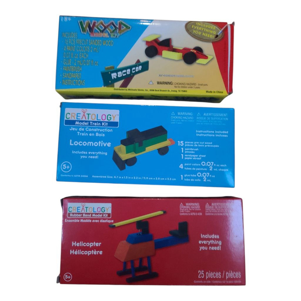 Creatology Race Car Train Helicopter Model Wood Kits